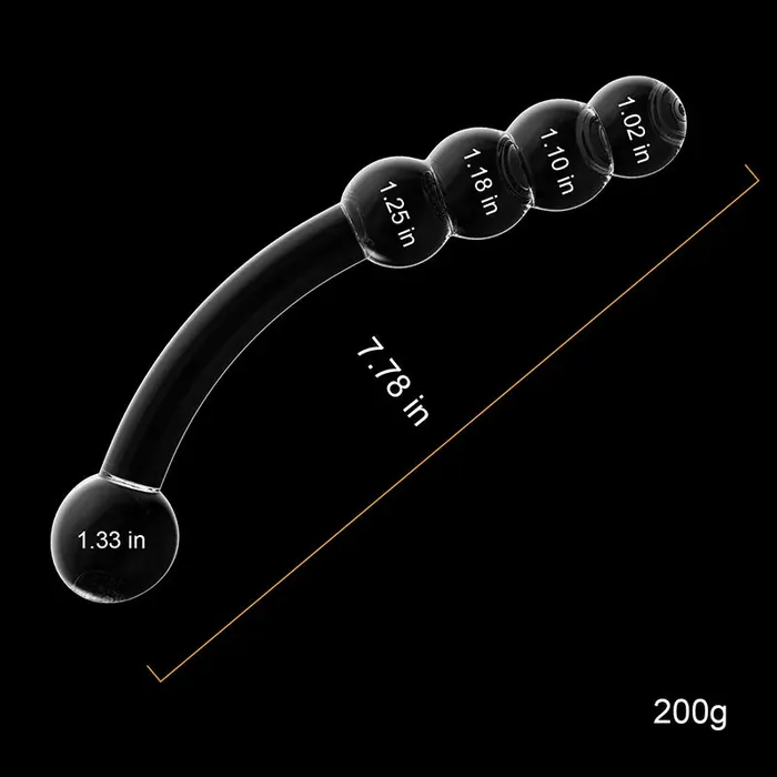Lovetoyshub 7.78 Inch Double Head Glass Dildo with 5 Anal Beads | Anal