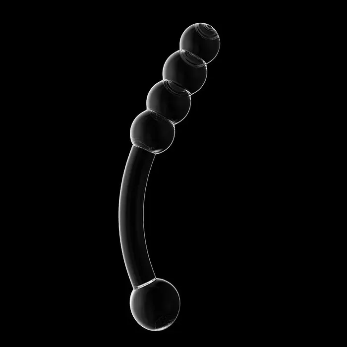 Lovetoyshub 7.78 Inch Double Head Glass Dildo with 5 Anal Beads | Anal