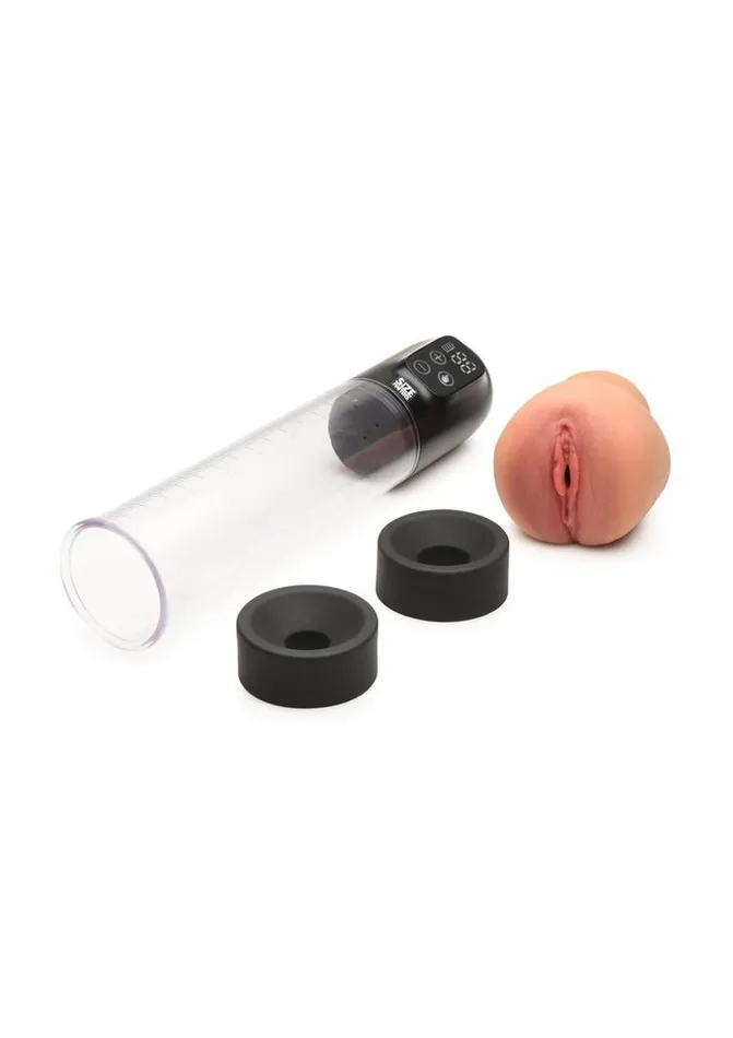 Male Sex Toys Size Matters 5x Rechargeable Sucking Penis Pump with Attachments Size Matters
